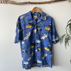 Bluewater Wear Mens Small Hot Rods Auto & Fishing Button Down Shirt